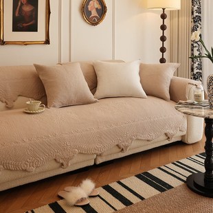 枕西湖 防尘座垫定制 法式 复古全棉沙发垫防滑客厅沙发巾套罩四季