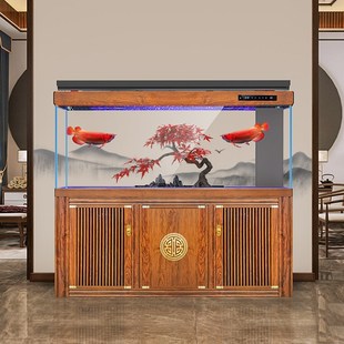 家用客厅办公室落地超白隔断屏风底滤2024新款 鱼缸大型新中式