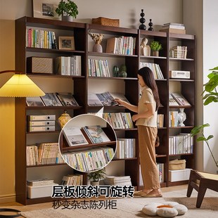 实木书架一体靠墙落地书柜置物架客厅自由组合展示架家用储物柜子