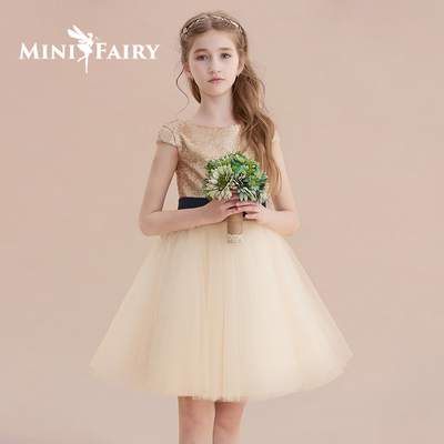 儿童公主裙礼服女童高端钢琴演出服花童伴娘主持人小礼服蓬蓬纱裙