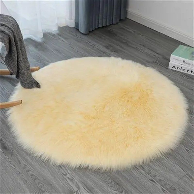 仿羊毛圆形地毯长毛绒化妆椅垫网红毛毛地毯卧室床边拍照装饰地垫