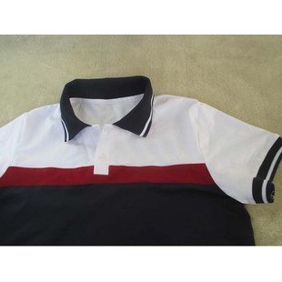 夏季 中小学生棉质校服 短袖 白色拼接酒红色拼接藏蓝色T恤polo衫