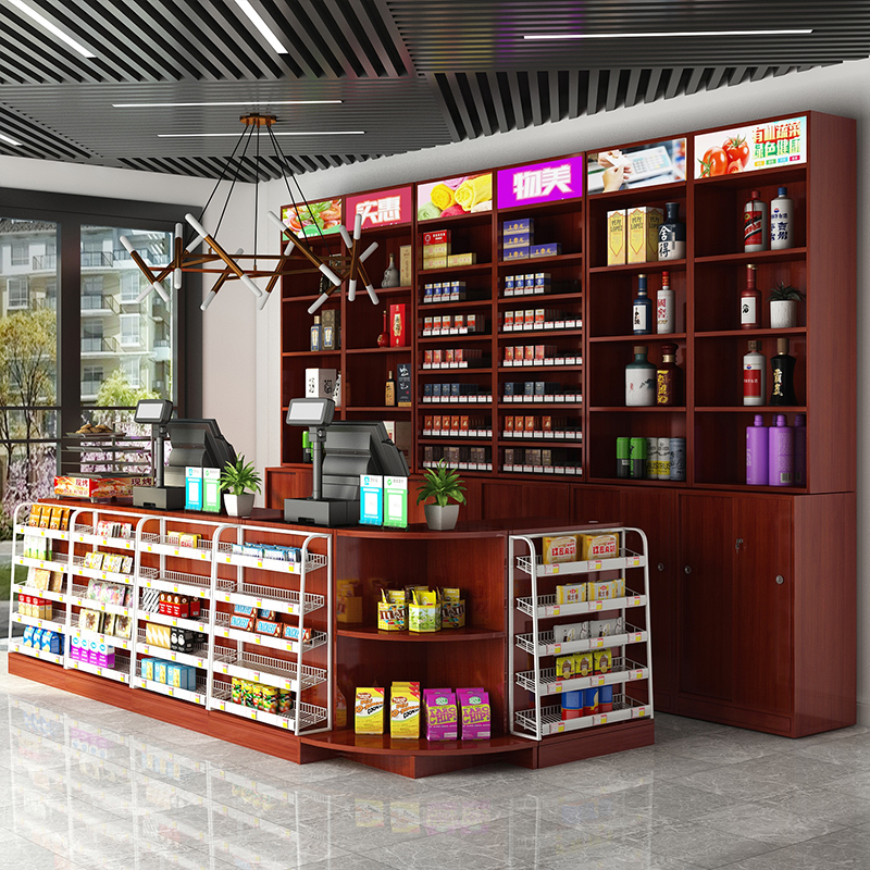 定制小卖部超市士多店烟酒柜收银台便利店吧台商行烟酒柜玻璃烟柜