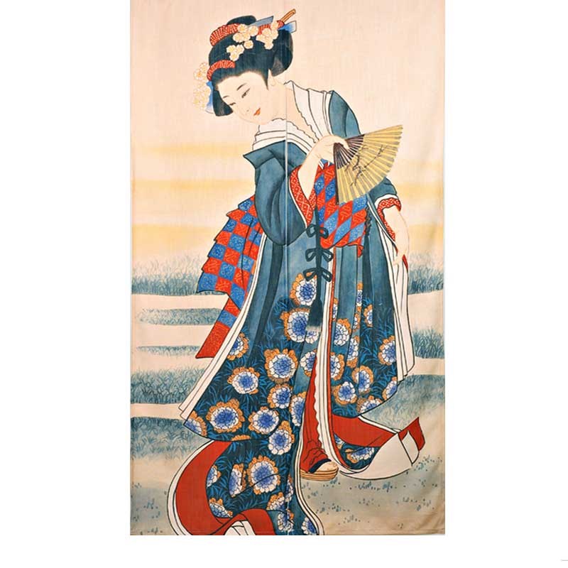 浮世绘日式暖帘餐厅布艺门帘定制装饰布帘吧台厨房洗手间隔断短帘