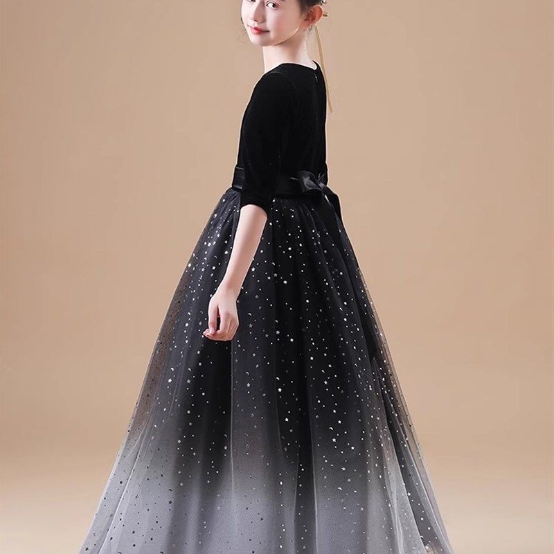 女童礼服2024新款轻奢小众高端加绒公主裙秋冬儿童主持人钢琴演奏