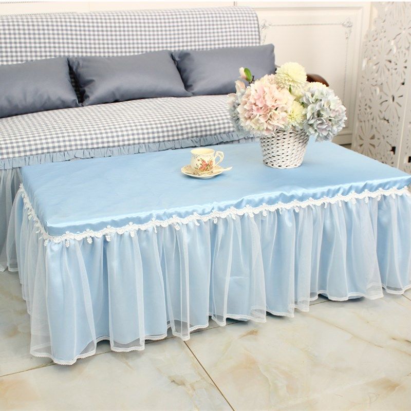 清新蓝色缎面蕾丝桌布套罩家用长方形茶几餐桌盖巾布艺定制尺寸,居家布艺,桌布,淘宝优惠券,粉丝福利购,淘宝优惠卷