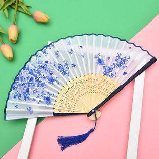 扇子古风折扇儿童女汉服旗袍中国风舞蹈扇古装仙气流苏小折叠扇风