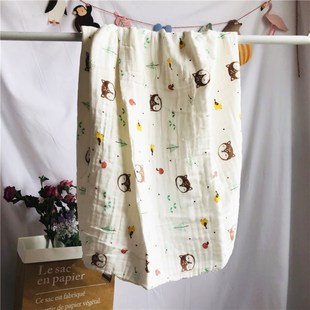 贝瑞拉 婴幼儿泡泡浴巾毛巾六层纯棉纱布宝宝洗澡新生儿童110*110