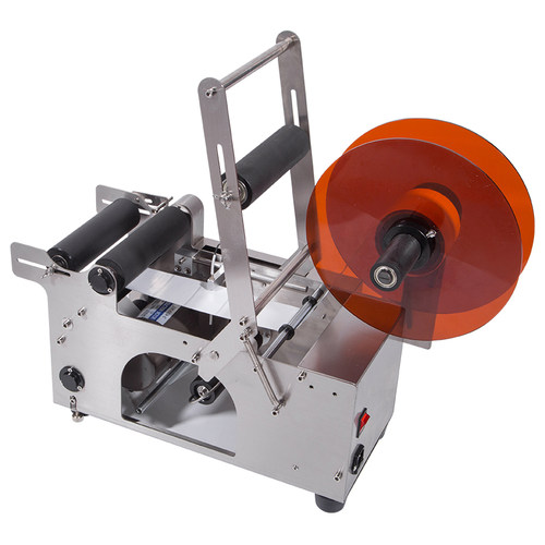 半自动不干胶圆瓶贴标机 手动贴商标塑料瓶酒瓶玻璃瓶圆罐滚标机