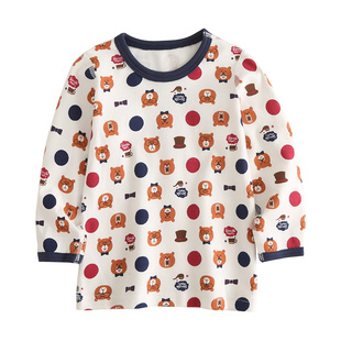 2件装无痕男童纯棉秋衣秋裤儿童磨毛加厚保暖上衣宝宝内穿打底衫