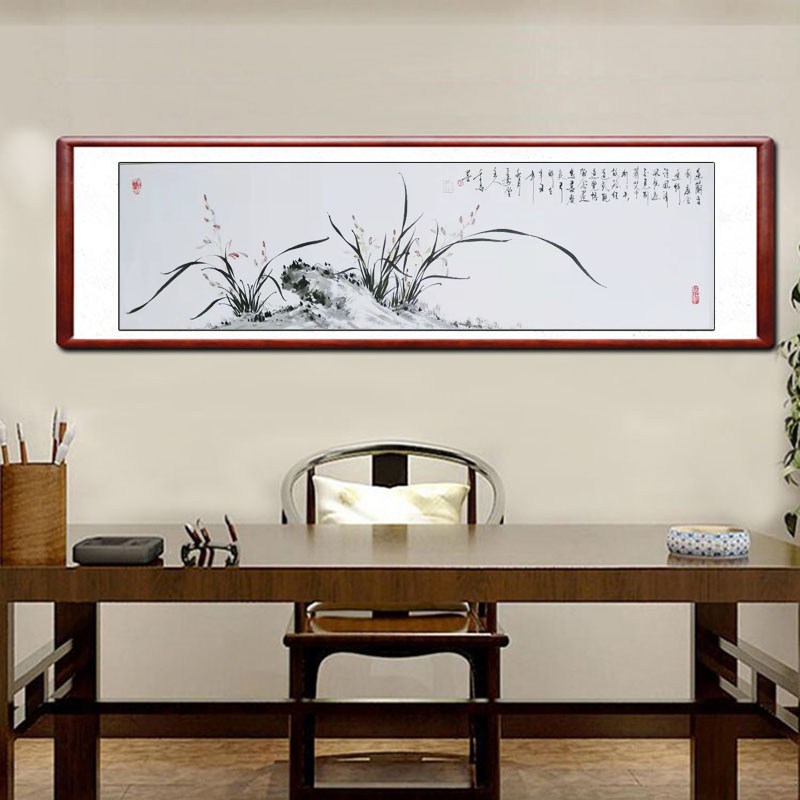 国画兰花手绘客厅装饰画写意花鸟书画卷轴装裱卧室书房餐厅水墨画图片