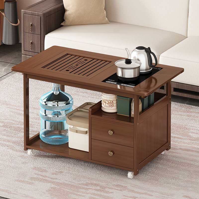 茶桌2024新款家用小茶台小户型客厅茶几烧水壶一体茶车非实木边几