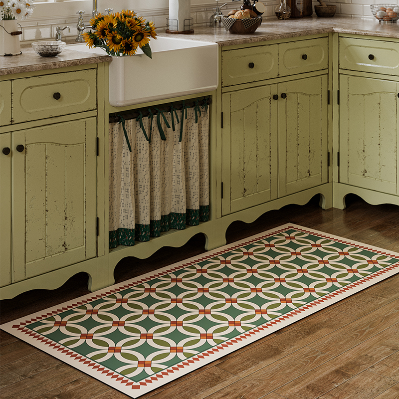 芙莉雅美式乡村厨房矽藻泥吸水皮革地垫防滑可擦免洗防油耐脏满铺