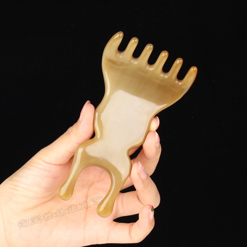 牛角五爪头部按摩器梳子六抓头皮刮痧头疗头部经络梳眼部美鼻器