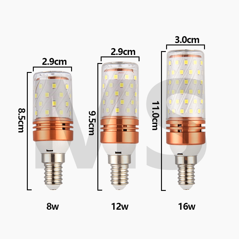超亮led三色变光玉米灯泡e27e14小螺口蜡烛泡12W家用球泡吊灯光源