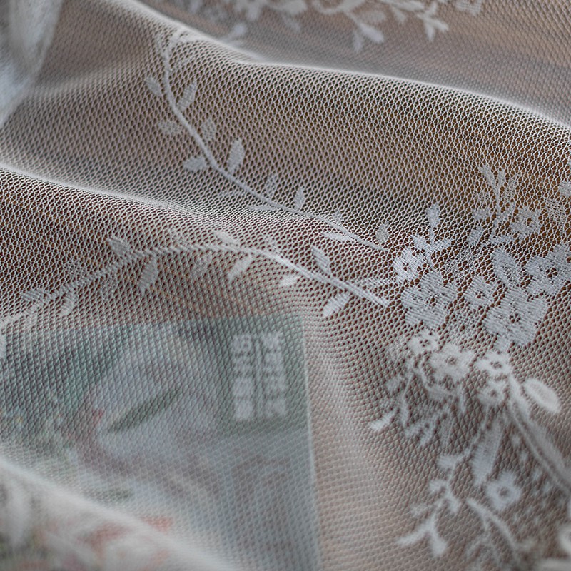 法式洛可可白色蕾丝纱帘小窗户半帘隔断门帘厨房短帘免打孔咖啡帘