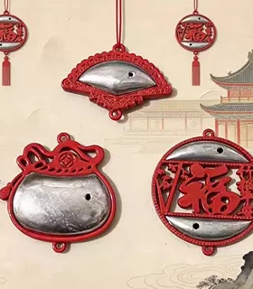 春节国风宋锦底托胚扇子福袋吊坠新年红保色古风底盘布艺diy配件