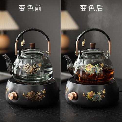 煮茶器黑晶炉玻璃煮茶壶养生家用围炉烧水带保温2025新款茶具套组