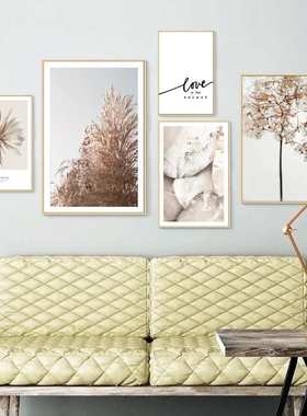 ins风简约装饰画带ps框组合五联挂画家装客厅组合壁画跨境可定制