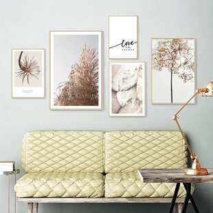 ins风简约装饰画带ps框组合五联挂画家装客厅组合壁画跨境可定制