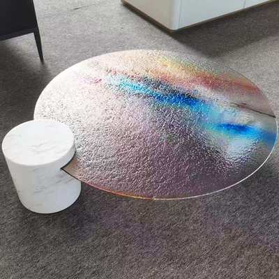 意式Baxter茶几现代网红大理石Verre水波纹茶几圆形玻璃客厅边几