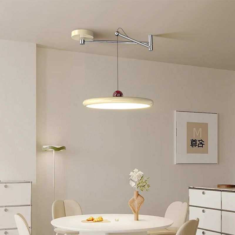 法式中古风摇臂飞碟餐厅吊灯复古胡桃木色奶油风可移位餐桌吧台灯,3C数码配件,摄像机配件,淘宝优惠券,粉丝福利购,淘宝优惠卷