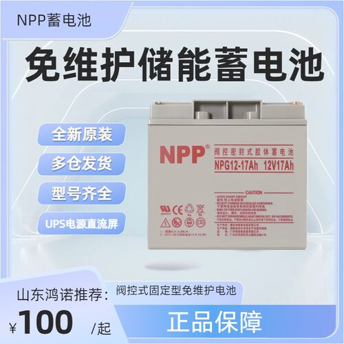 NPP耐普UPS电源蓄电池12V17AH太阳能直流屏胶体大容量NPG12-17Ah