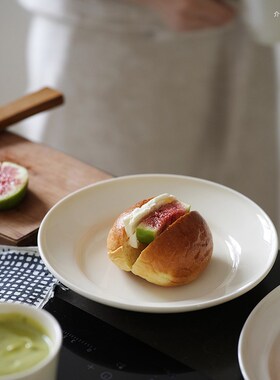 介直 奶油白色早餐盘 圆大盘x鱼盘沙拉盘意面盘子甜点盘 陶瓷餐具