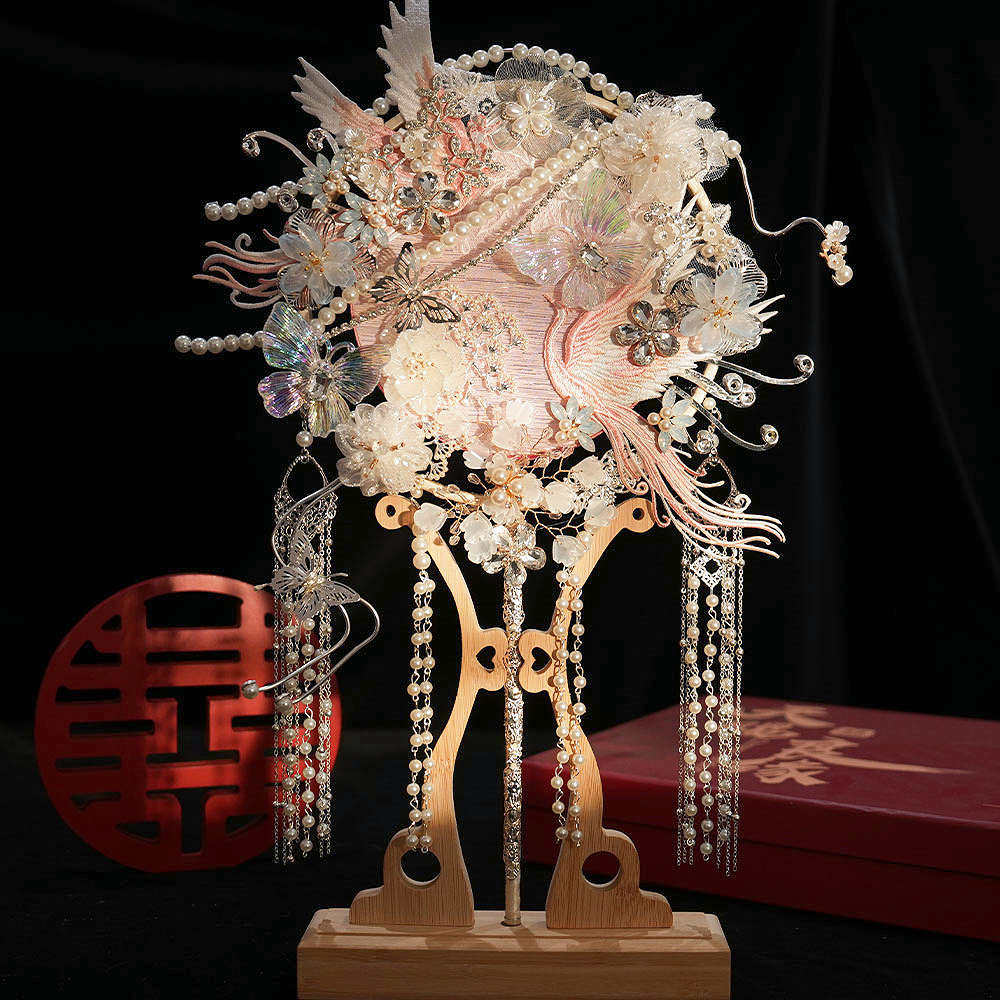 中式新娘结婚喜扇秀禾手工diy重工粉色成品扇子婚礼手捧遮面团扇,家居饰品,工艺扇/团扇/喜扇/折扇,淘宝优惠券,粉丝福利购,淘宝优惠卷