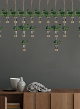 创意DIY装饰花插隔断帘麻绳玻璃水培绿植花瓶店U铺家居门厅隔墙