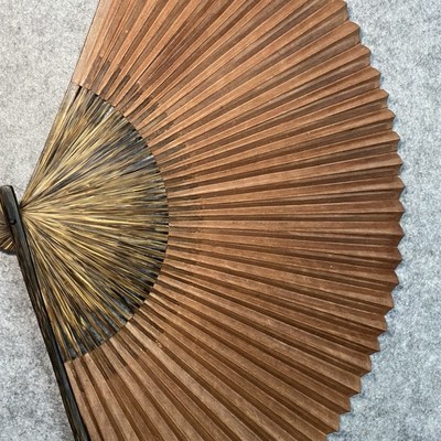 即将失传非遗柿染k全棕竹纯手工折扇柿漆扇9寸40方扇面可防水