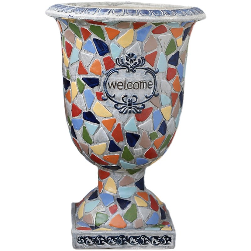 特大号庭院花园阳台布置装饰花盆2021J新款欧式大高脚杯仿陶瓷创