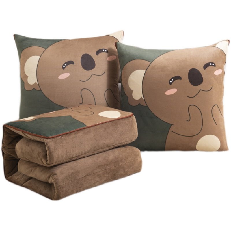 加厚毛绒抱枕被折叠靠垫被子汽车沙发水晶绒午休毯午睡Y珊瑚绒两