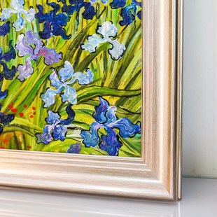 瑞杰 手绘油画《梵高丰收鸢尾花E》欧式客厅装饰画 美式餐厅