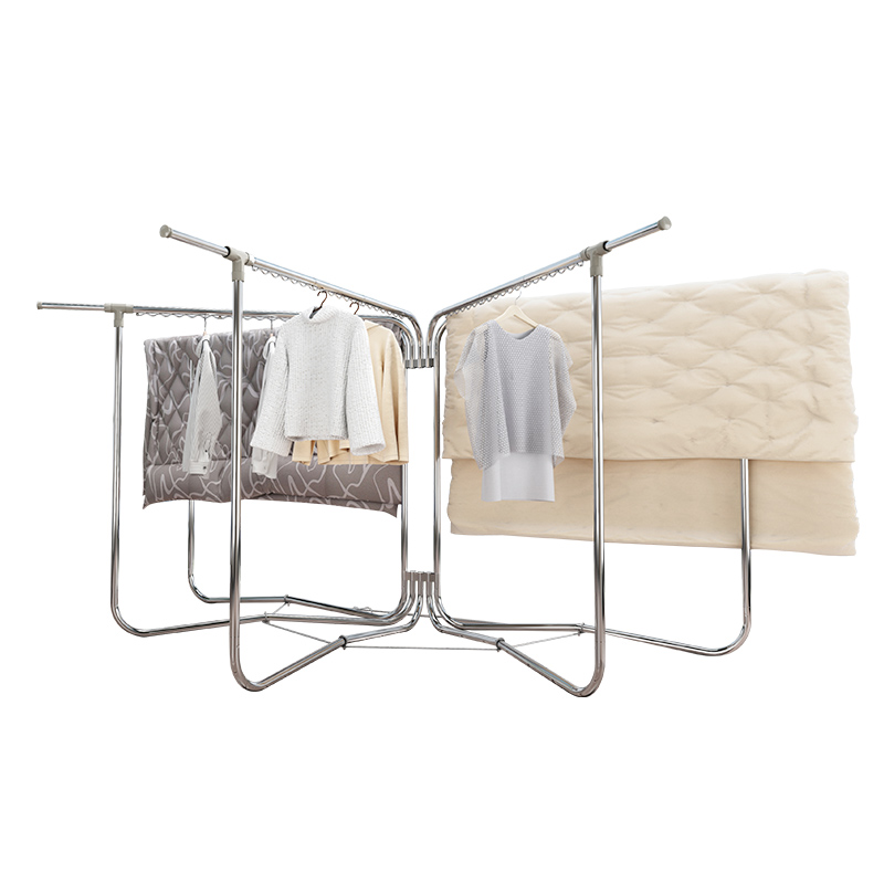 不锈钢落地折叠室内晾衣架户外大型防风晒被架阳台楼Y顶晒被子神