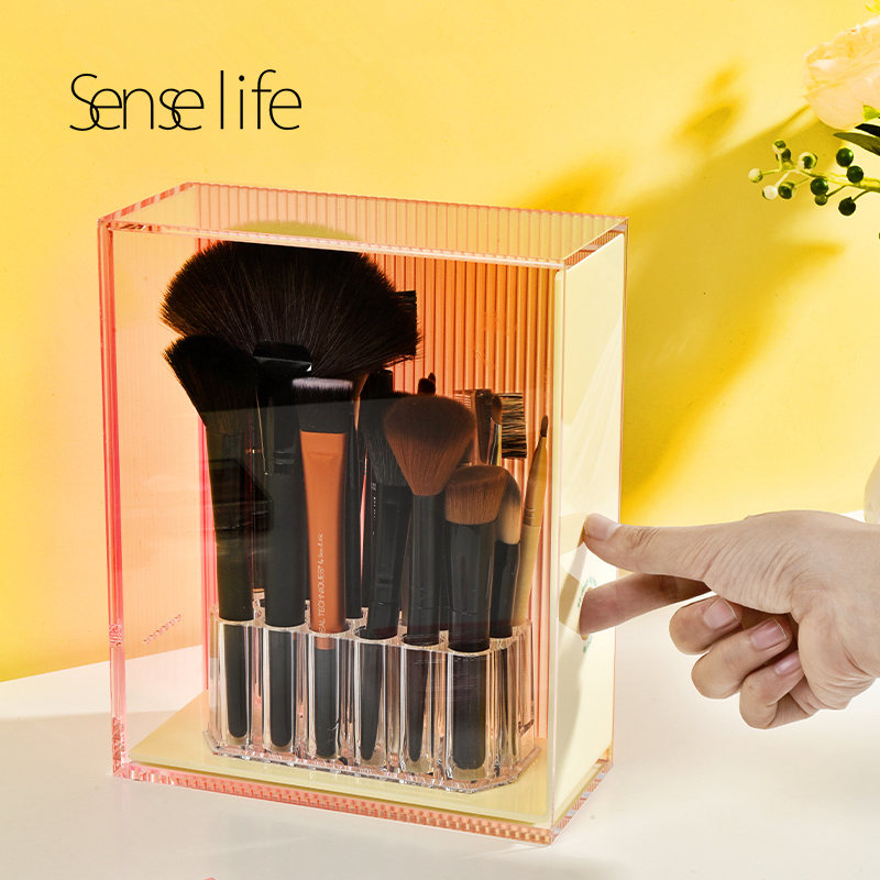 化妆刷收纳筒梳妆台桌面抽屉式防尘眼影刷眉笔置S物架美妆刷收纳