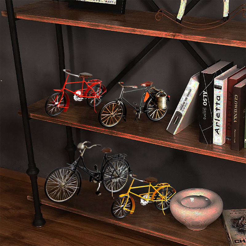 复古铁艺单车自行车模型摆件酒吧商场店铺餐厅客厅怀旧Y软装装饰