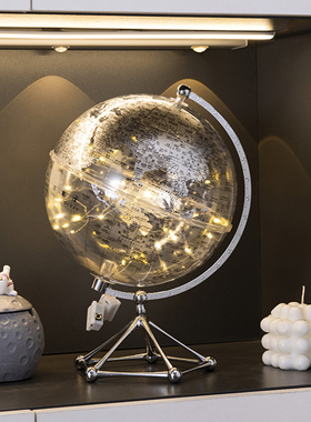 轻奢高档透明地球仪m酒柜摆件客厅电视柜办公室创意桌面家居装饰