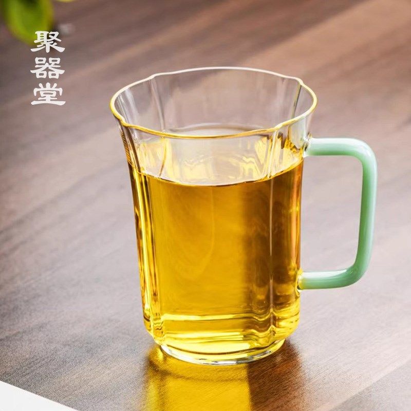 聚器堂高b硼硅耐热玻璃绿茶杯专用茶杯透明杯带把手主人杯水杯单,餐饮具,茶杯,淘宝优惠券,粉丝福利购,淘宝优惠卷