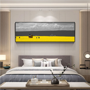 卧室床头房间装 黑白城市工业风景墙壁画T客厅沙发背景挂 饰画欧式