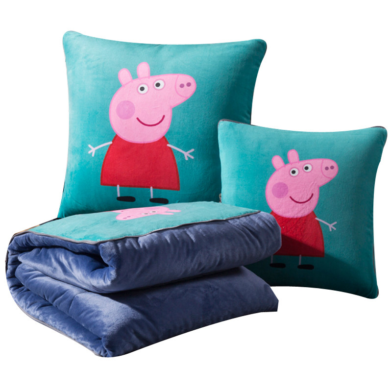 多功能加厚抱枕被子两用珊瑚z绒汽车办公室空调被沙发午休靠垫