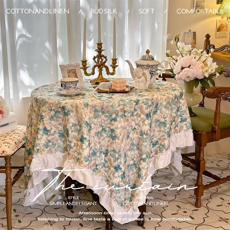 美式乡村复古法式浪漫油s画风长方形桌布茶几餐桌布甜品台布盖巾