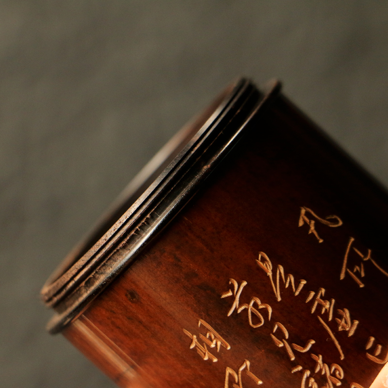 精品纯手工雕刻佛手图老煤竹C茶叶罐竹雕竹制茶仓竹茶筒储茶