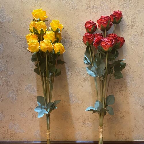 仿真花假花绢花仿干花花s束玫瑰花匈牙利风情10头把束玫瑰出口单