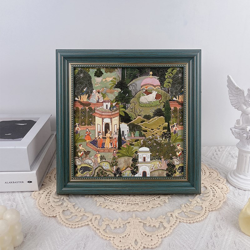 美拉德美式复古油画装饰画v挂画方形相框高级艺术摆台餐厅客厅摆