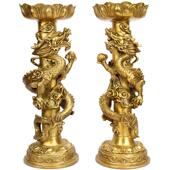 铜龙烛台 铜双龙烛台 铜蜡台 铜烛台摆件 双龙烛台摆件 铜烛台