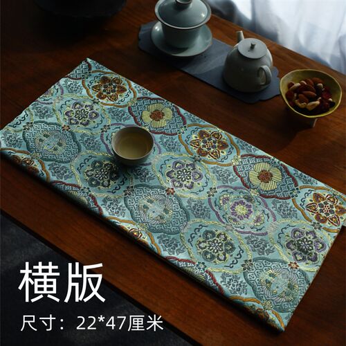 千里江山织锦茶席织金茶垫复古文C艺素雅茶道桌旗干泡席方茶布桌