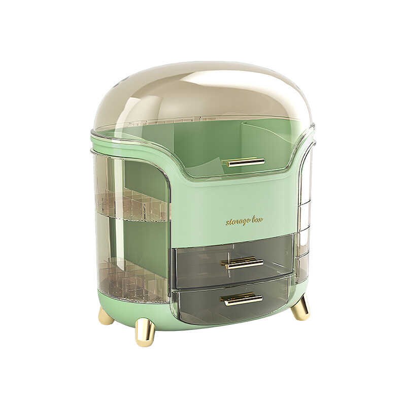 梳妆台面收纳盒宿舍化妆品首饰透明转盘桌面防尘分格大Z容量置物