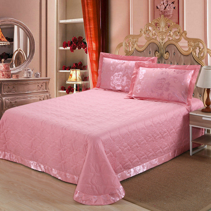 欧式床单床套纯棉绗缝夹棉婚庆红床盖单件全棉加厚床罩双人床床盖