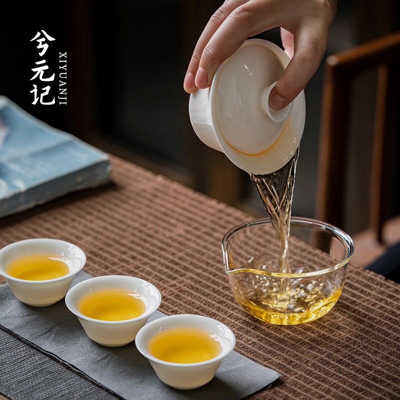 现货速发德化羊脂玉白瓷旅行功夫茶具套装家用盖碗茶杯户外露营便